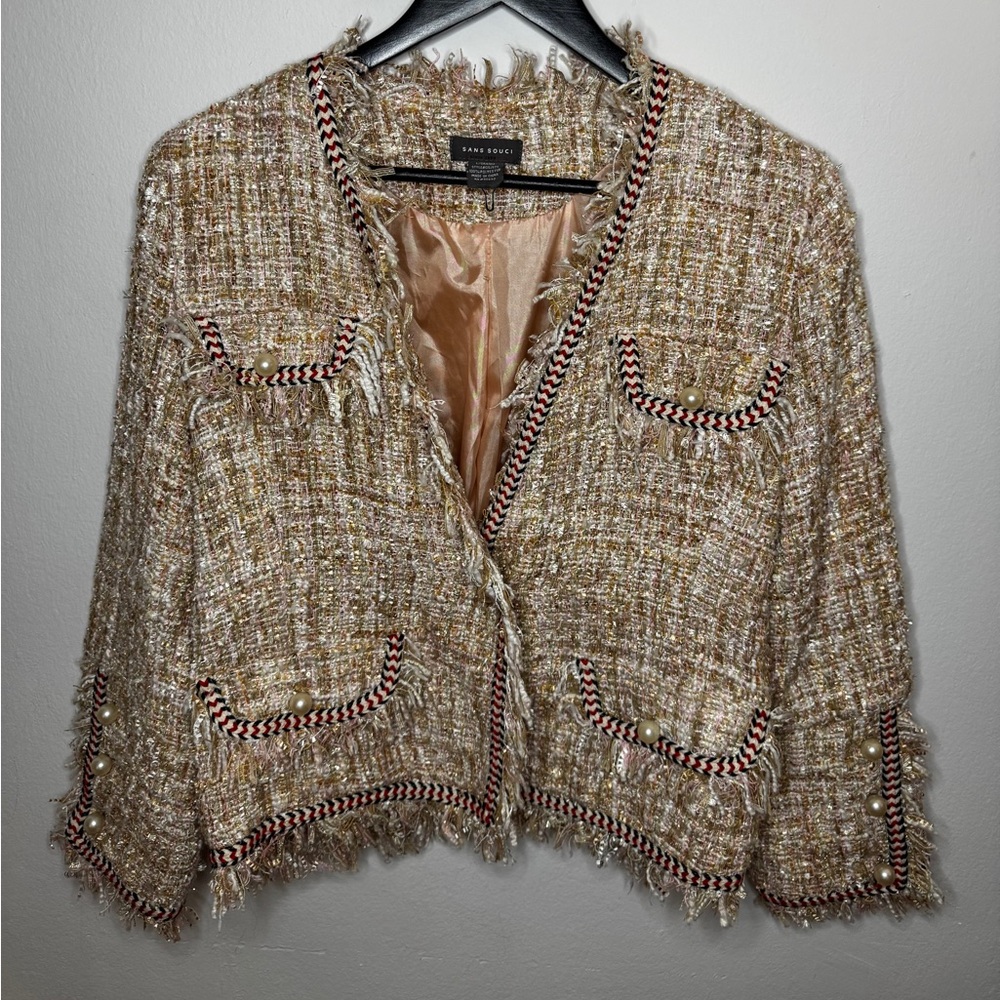 San Souci Tweed Jacket with Pearl Accent